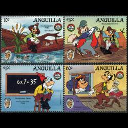 ANGUILLA 1985 - Scott# 653-5 Disney-Mark Twain Set of 4 NH