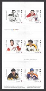 Canada #3032a MNH booklet, NHL Canadian hockey legends, issued 2017