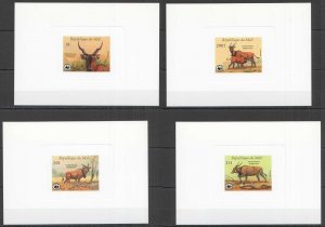 Uu0654 1986 Mali Wwf Wild Animals Antelopes Cardboard 4Bl Mnh