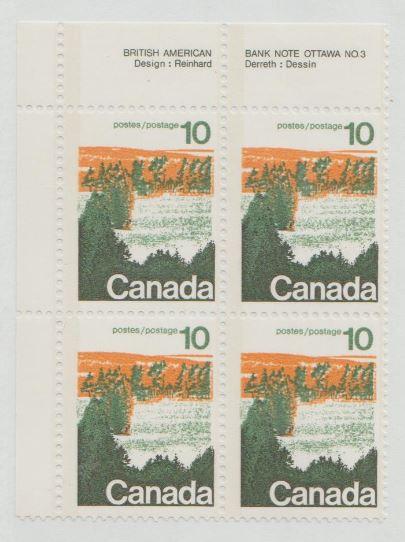 Canada Scott #594a Type II Forest Stamp - Mint NH Plate Block