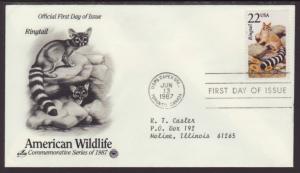 US Ringtail 1987 PCS Typed FDC BIN