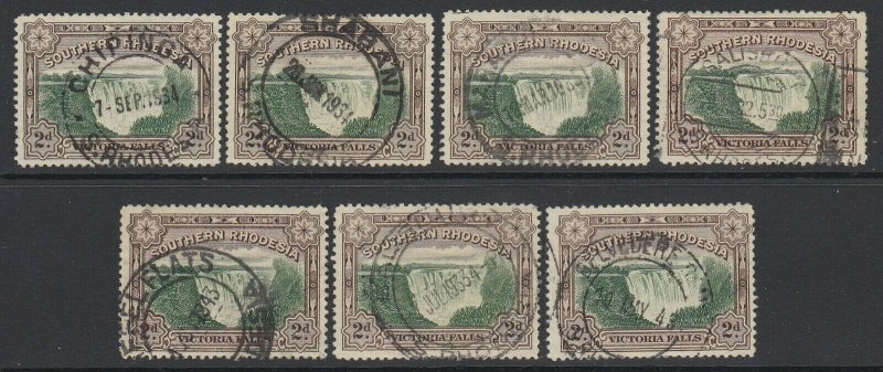 Southern Rhodesia, Scott 31 (SG 29), seven different cancels