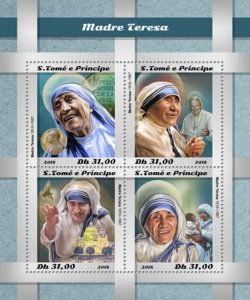 St Thomas - 2018 Mother Teresa - 4 Stamp Sheet - ST18507a