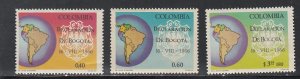 Colombia # 766-767, C488, Map of South America, Mint NH