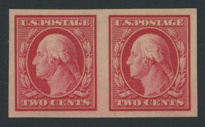 USA 384 - Two cent Imperf pair - VF/XF Mint never hinged