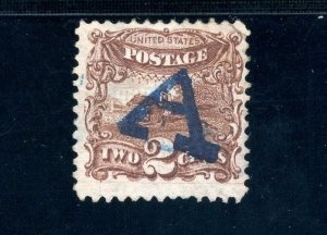 USAstamps Used FVF US 1869 Pictorial Issue Pony Express Scott 113 Blue Cancel