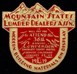 1939 US Cinderella Mountain States Lumber Dealers Ass'n 36th Convention ...