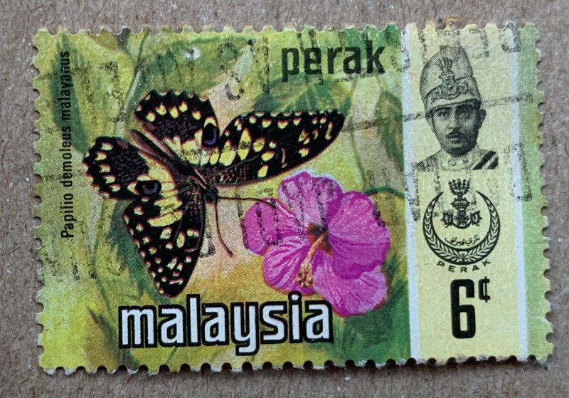 Perak 1971 6c Butterflies, used. SEE NOTE. Scott 149, CV $1.75. SG 175