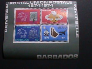 BARBADOS-1974-SC#415a-CENTENARY OF UPU -MNH-SHEET-VERY FINE WE SHIP TO WORLD WID