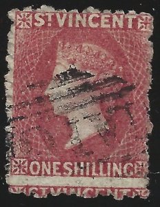 1877 ST. VINCENT - SG n. 17 1sh. deep rose-red USATO