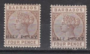 Barbados Scott 69,69a Mint hinged (Catalog Value $19.75)