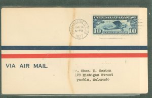 US C10 1927 10c Lindbergh Spirit of St. Louis single on an uncacheted addressed first day cover with a Washington, DC machine