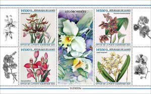 GUINEA - 2023 - Orchids - Perf 4v Sheet - Mint Never Hinged