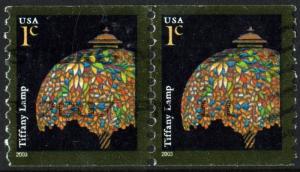 SC#3758 1¢ Tiffany Lamp Coil Pair (2003) Used