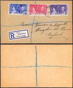 Mauritius 1937 Coronation Cover