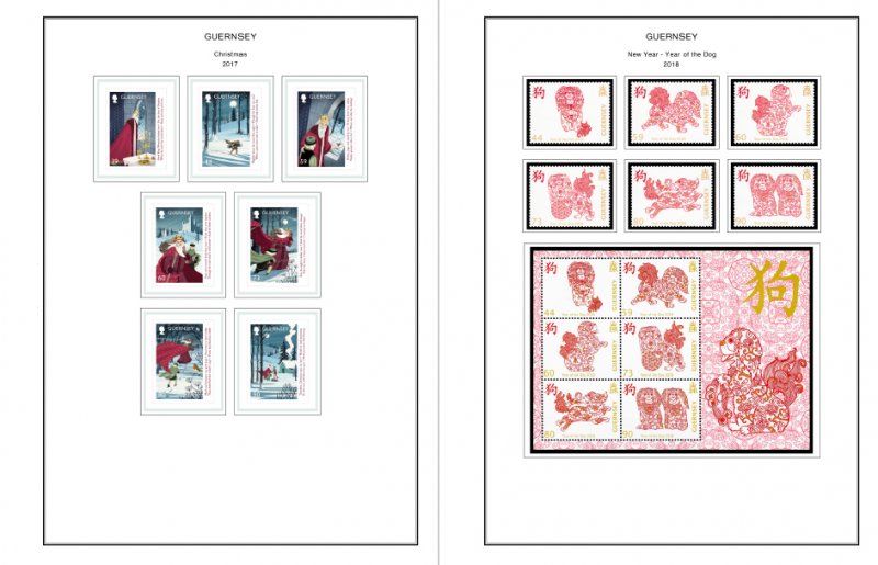 COLOR PRINTED GB GUERNSEY 2011-2020 STAMP ALBUM PAGES (67 illustrated pages)