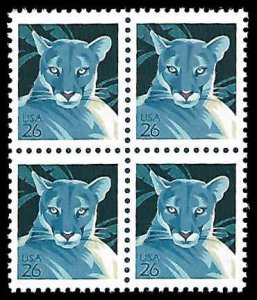 PCBstamps   US #4137 Block $1.04(4x26c)Wildlife-Florida Panther, MNH, (5)