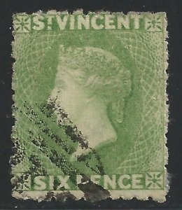 1877 ST. VINCENT - SG No. 23 6d. USED green shovels