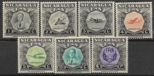 NICARAGUA 1954 AIR FORCE AVIATION PLANES MINT HINGED MICHEL 1072/78 SCOTT 755/61