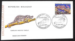 ZA0410 - MADAGASCAR - Postal History - Set of 3 FDC Cover - Сhameleon - 1973