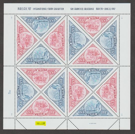 U.S. Scott #3130-3131 Pacific 1997 Stamps - Highlighted UR Plate - Mint NH Sheet