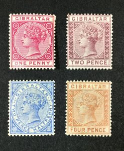 MOMEN: GIBRALTAR SG #9-12 1886-7 MINT OG H £250 LOT #68360*