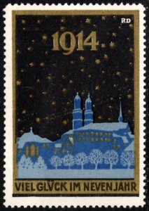 Rare 1914 Germany Poster Stamp Good Luck In The New Year Signed RD