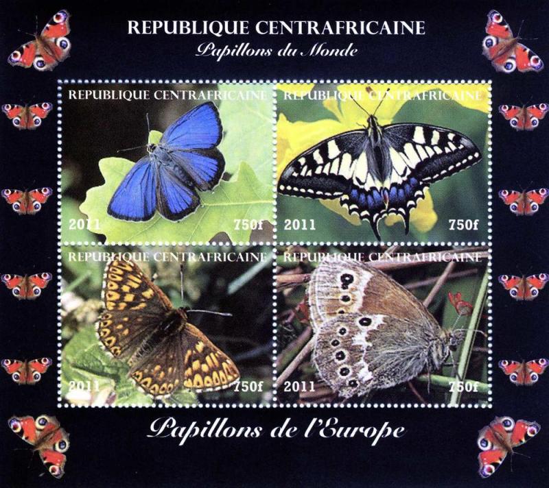 CAR 2011 Butterflies of Europe Sheet (4) Perforated mnh.vf