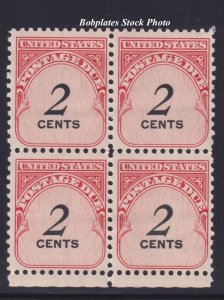 BOBPLATES #J90 Postage Due Block of 4 MNH SCV=$1