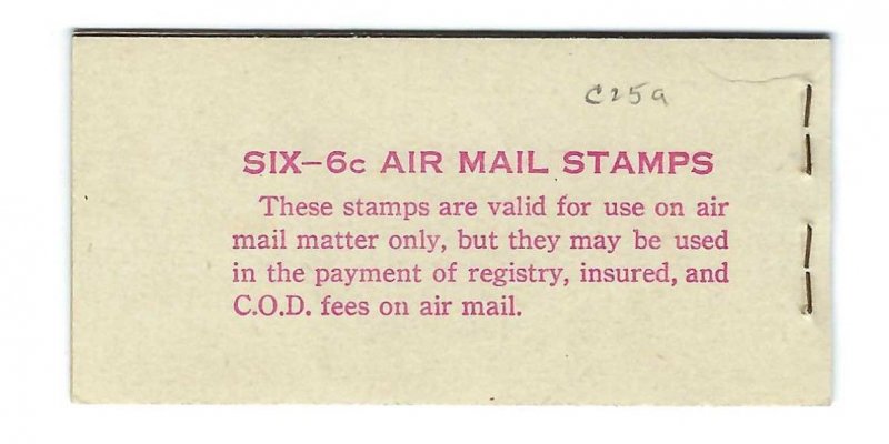 US BKC2 --  Intact US Airmail Booklet