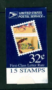 US Scott #3072 - 3076 / BK 249 /  Indian Dances Sealed Makeshift Booklet MNH