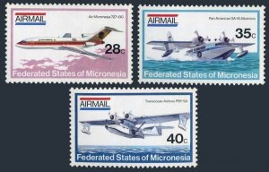 Micronesia C1-C3,MNH.Michel 21-23. Air Micronesia 1984.727-100,SA-16 Albatross,