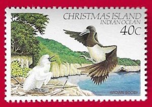 CHRISTMAS ISLAND SCOTT#125 1982 BROWN BOOBY BIRDS - MNH