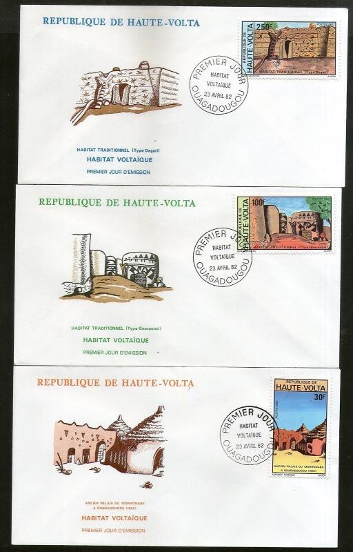 Burkina Faso 1982 Traditional Houses Architecture Sc 595-99 FDCs # 16389