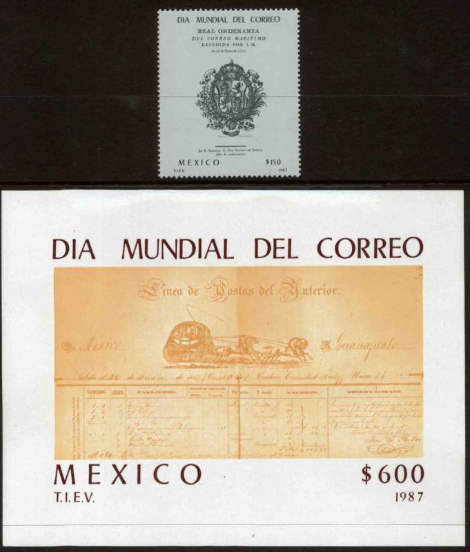 MEXICO 1525-1526 Royal Ordinance for Maritime Mail, INC SOUV. SHEET. MNH. VF.