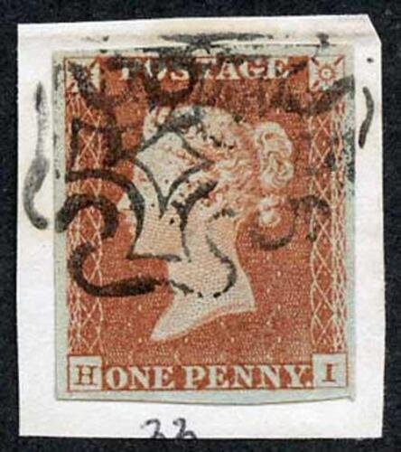 1841 Penny Red (HI) Plate 22 Fine Four Margins Cat 60 pound 