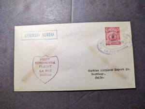 1928 Bolivia Airmail Dolittle Test Flight Cover La Paz to Santiago Chile