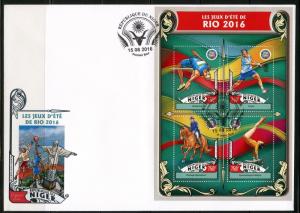 NIGER 2016 THE SUMMER GAMES OF RIO TENNIS EQUESTRIAN GYMASTICS SHEET FDC