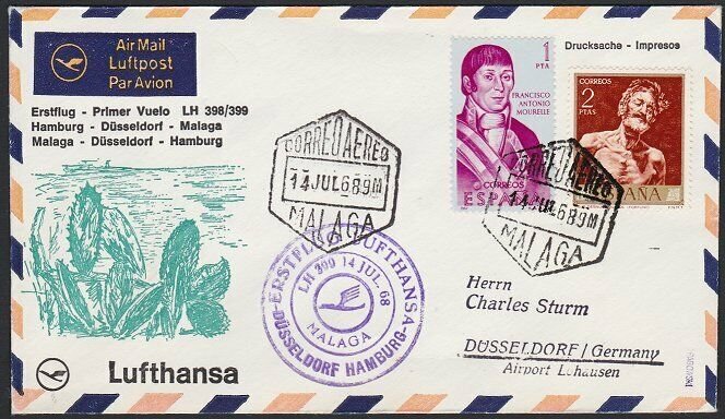 SPAIN 1968 Lufthansa first flight cover to Germany.........................H296