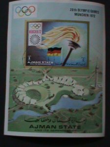 ​AJMAN-1972-20TH OLYMPIC GAMES-MUNCHEN'72--CTO IMPERF-S/S VF FANCY CANCEL