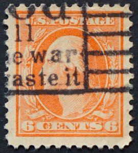 U.S. Used #506 6c Washington. Lovely Slogan Cancel. Vivid Color. Choice!