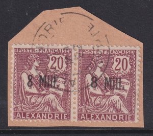 Alexandria (French Offices), Scott 37-37a (Yvert 41aa), used pair, sign Roumet