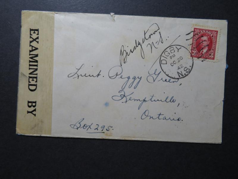 Canada 1942 Digby NS Censor Cover / Sm Top Tear - Z10606