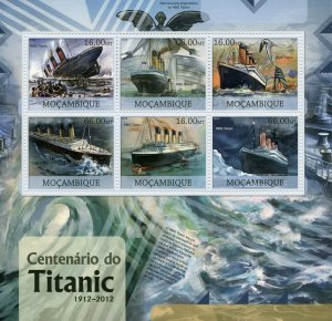 Titanic Stamps Mozambique 2012 MNH Ships Centenary Boats Nautical 6v M/S