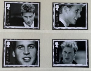 ISLE OF MAN 2003 PRINCE WILLIAM 21ST  SG1074/1077 MNH SEE SCAN