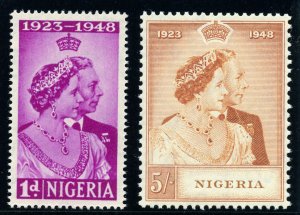 Nigeria 1948 KGVI Silver Wedding set complete superb MNH. SG 62-63. Sc 73-74.