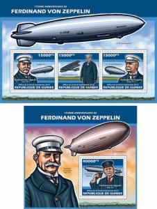 Ferdinand von Zeppelin Zeppelins Zeppeline Aviation Guinea MNH stamps set 