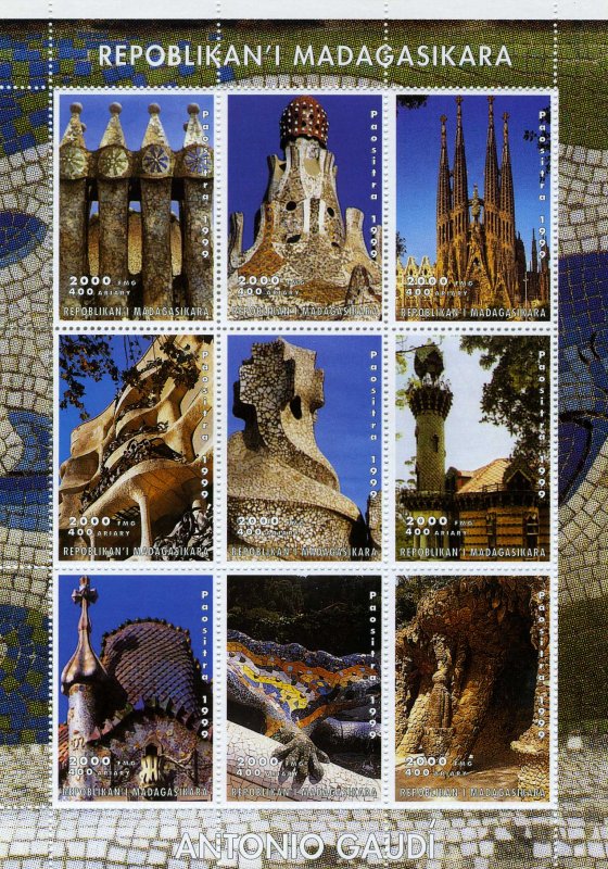 ANTONIO GAUDI BARCELONA ART Sheet Perforated Mint (NH)