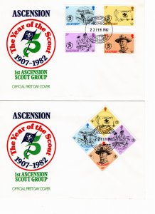 Ascension 1982 Sc 301-4  and 304a Commemorative Perforate FDCs