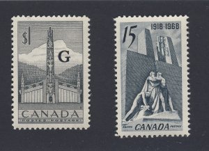 2x Canada MNH VF stamps #O32-$1.00 Totem G & #486-15c Guide Value = $21.00